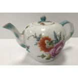 An 18th Century Meissen Marcolini Period floral spray decorated teapot with blue crossed swords and