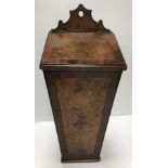 A Regency burr brown oak cutlery/candle box mahogany cross banded and boxwood strung with ebony