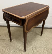 A modern mahogany and cross-banded butterfly wing drop-leaf Pembroke table in the Georgian style