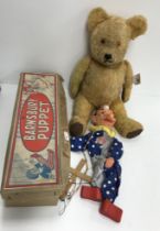 A Barnsbury Puppet "Punch" puppet (boxed) together with a well loved early to mid 20th Century gold