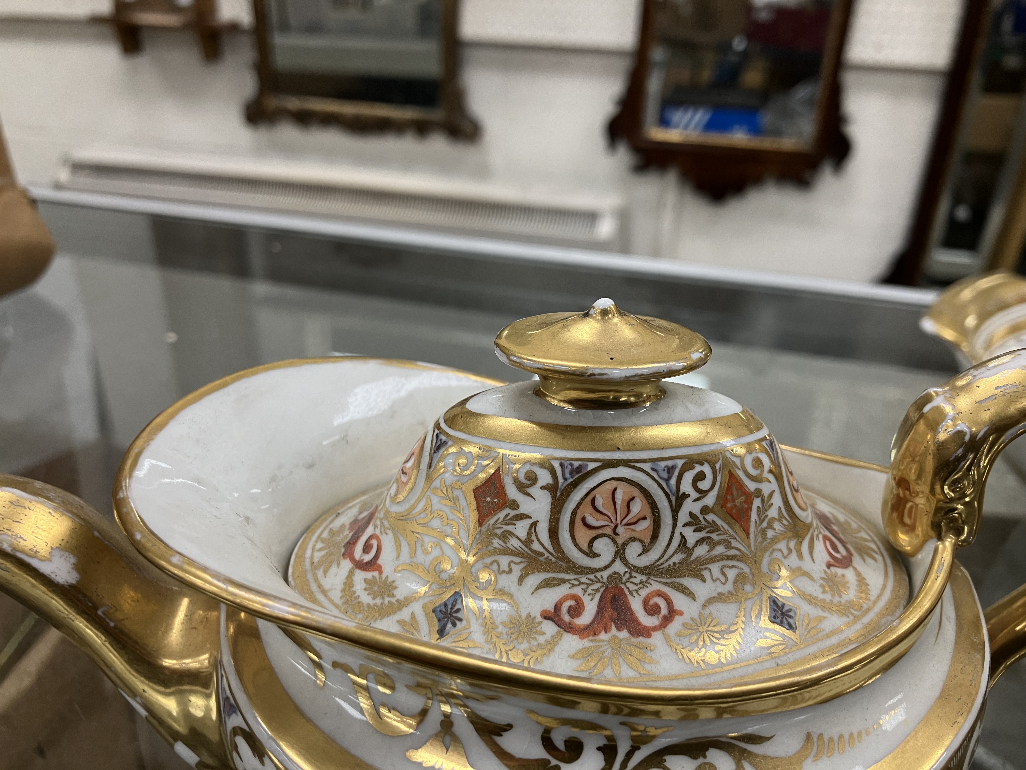 An early 19th Century Spode type gilt and polychrome decorated duet tea service comprising tray, - Image 62 of 78