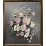 ELENED DE WINTON "Carnations and roses" a still life study, oil on canvas, signed lower left,