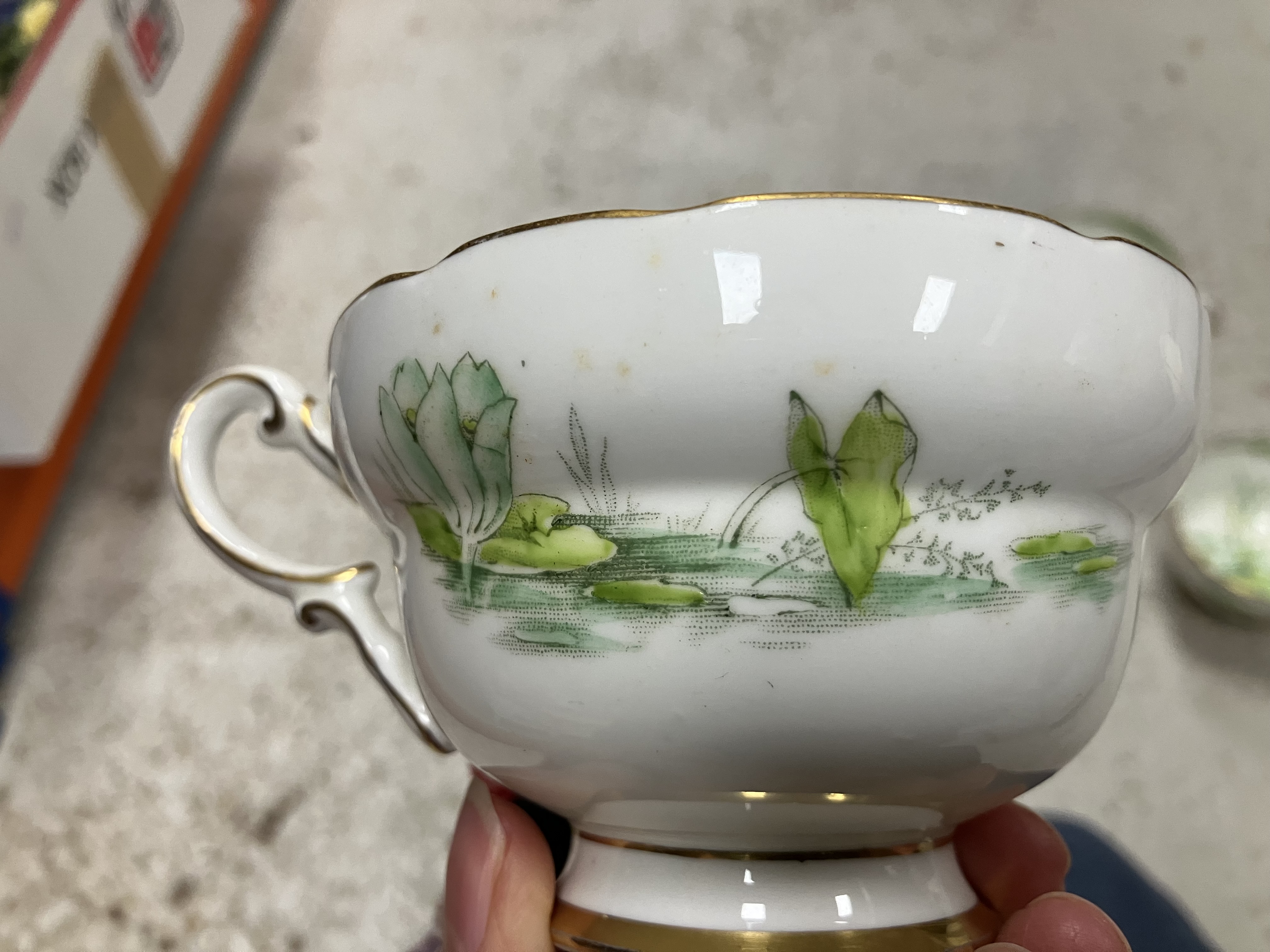 A Royal Paragon part tea set with green water lily decoration together with a Carrol Swan bowl and - Image 8 of 43