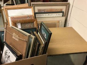Two boxes plus various loose decorative pictures and prints