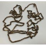 A 10 carat gold chain link watch chain, 174 cm long,