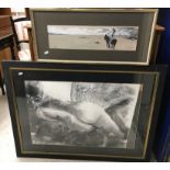 PATRICK "Study of a man in sailor's outfit riding a donkey on beach" watercolour, signed lower left,