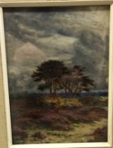 20TH CENTURY ENGLISH SCHOOL “Heathlands with trees mid ground” oil on board, unsigned 23.