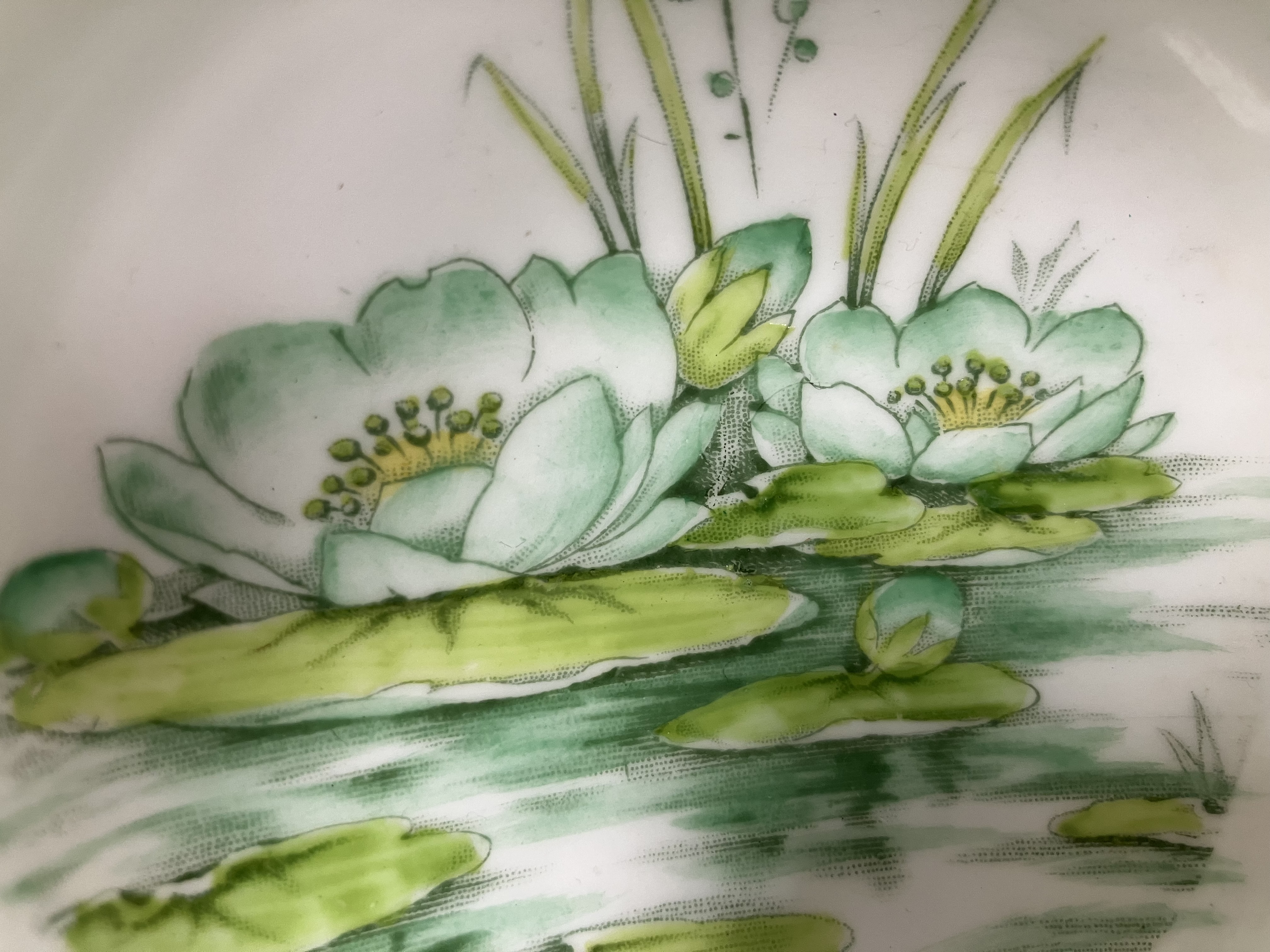 A Royal Paragon part tea set with green water lily decoration together with a Carrol Swan bowl and - Image 34 of 43