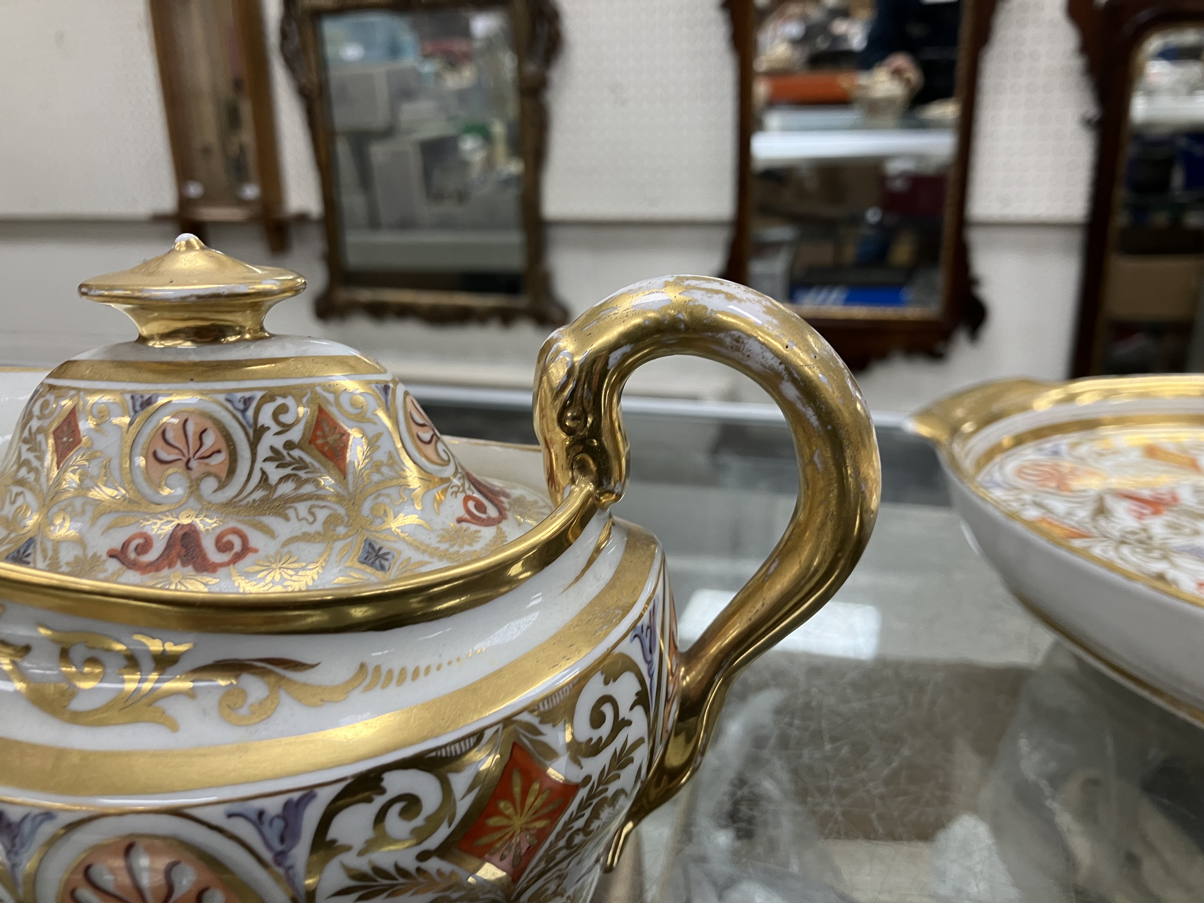 An early 19th Century Spode type gilt and polychrome decorated duet tea service comprising tray, - Image 59 of 78