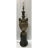 A 19th Century plated on copper table lamp of large proportions,