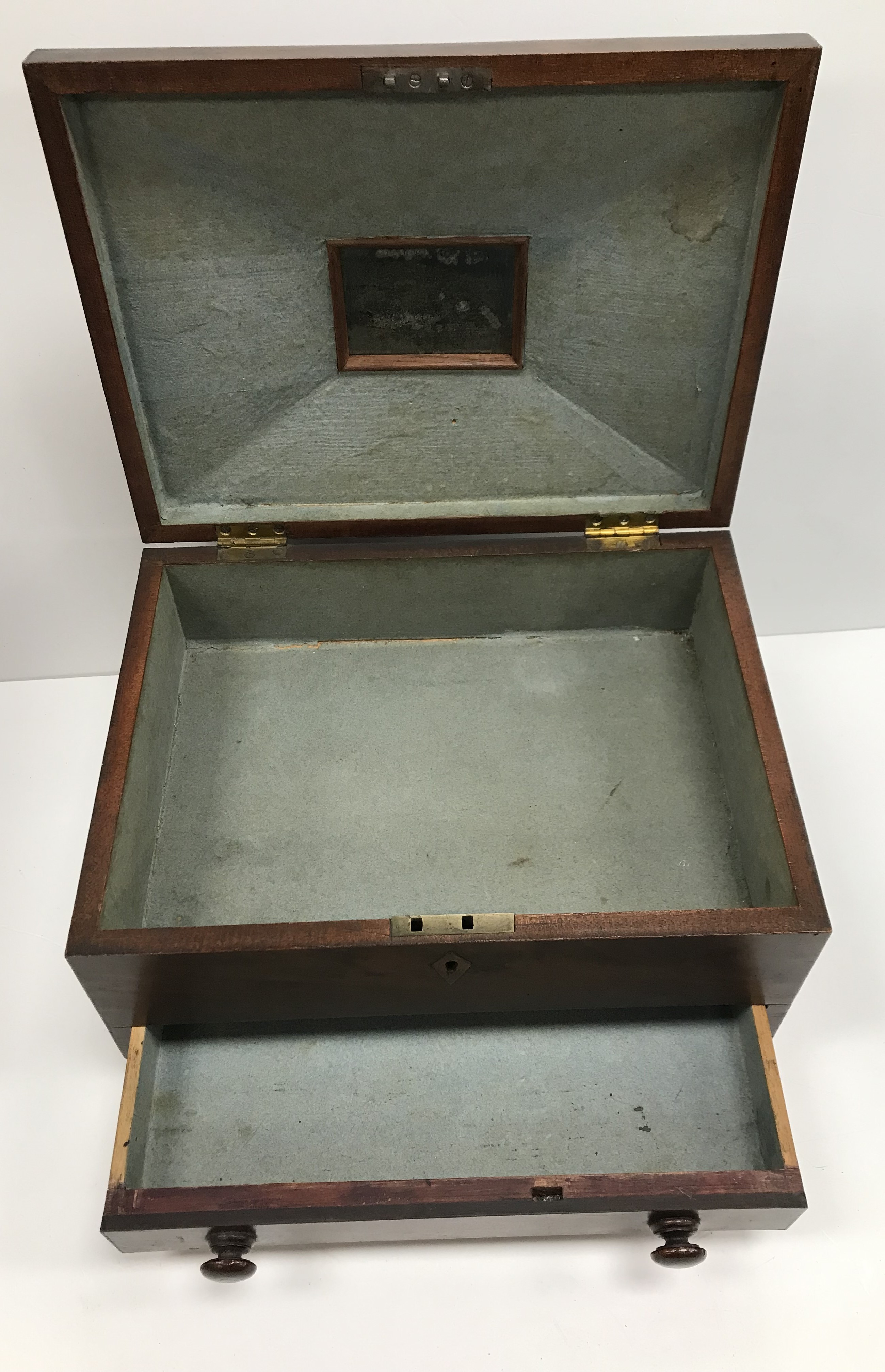 A 19th Century mahogany work box of sarcophagus form, - Image 2 of 2