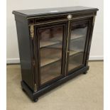 A late Victorian ebonised and inlaid side cabinet,