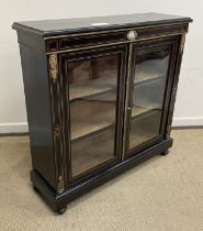 A late Victorian ebonised and inlaid side cabinet,