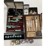 A collection of costume jewellery to include various mid 20th Century and later brooches,