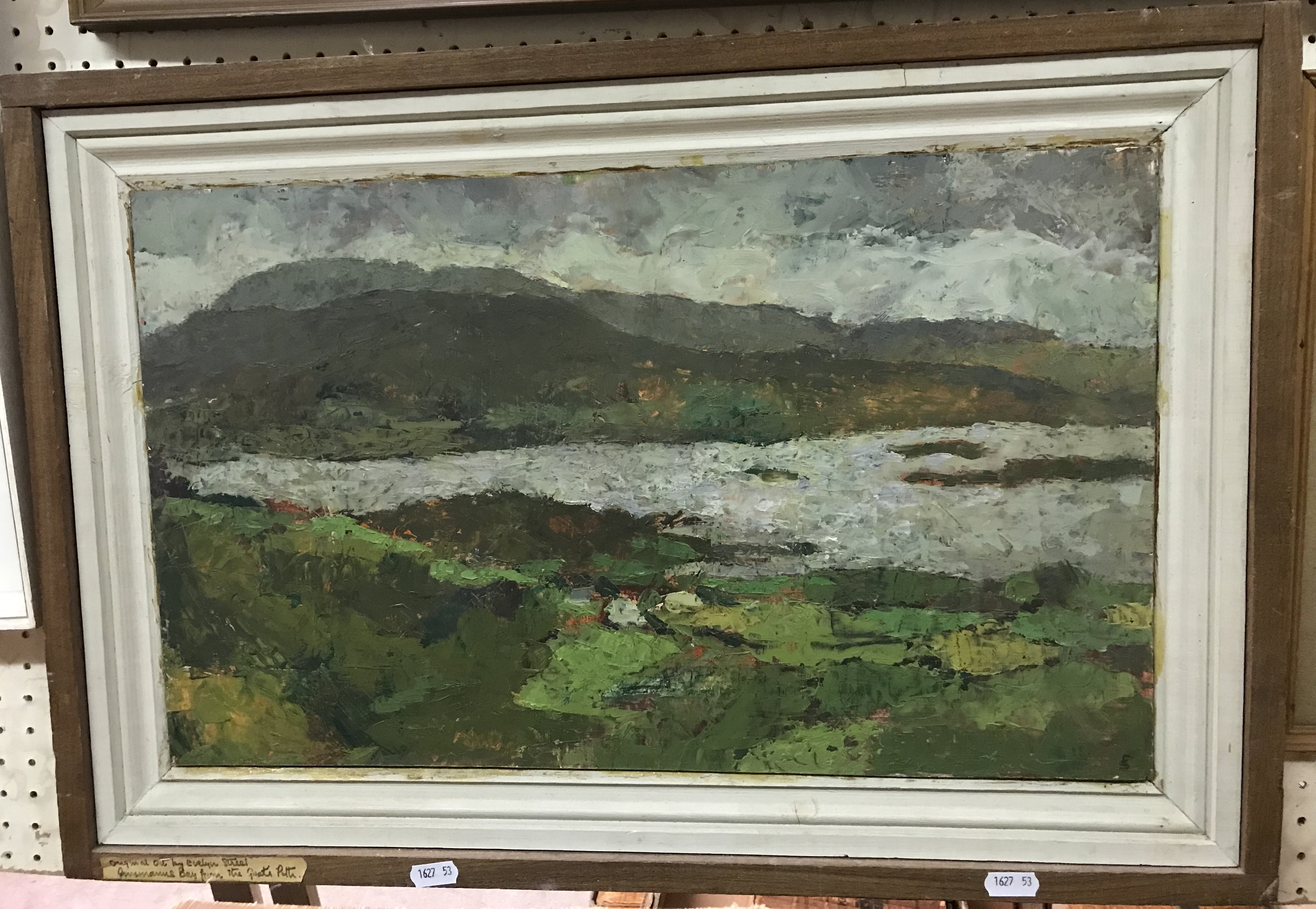 EVELYN STREET “Dunmanus Bay from the goat's path” with hills rising in background, oil on board, - Image 2 of 3