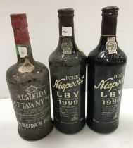 One bottle Almeida tawny port 1967 and two bottles Niepoort late bottled vintage port 1999,