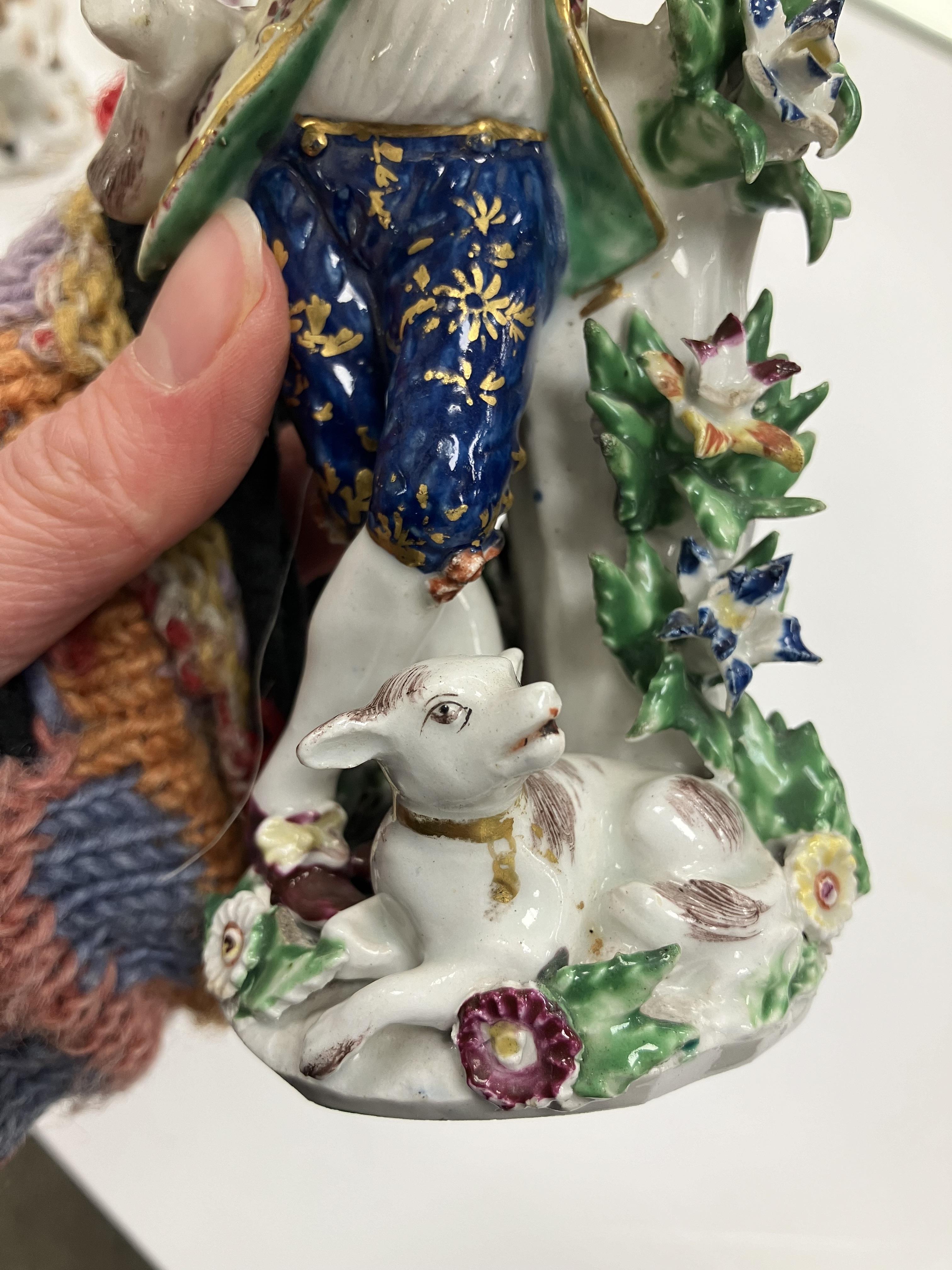 A pair of 18th Century Bow porcelain figures, one of "Shepherd with lamb and flute", - Image 36 of 74