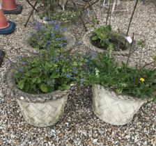 A set of five Haddonstone latticework planters 53 cm diam x 40 cm high CONDITION REPORTS