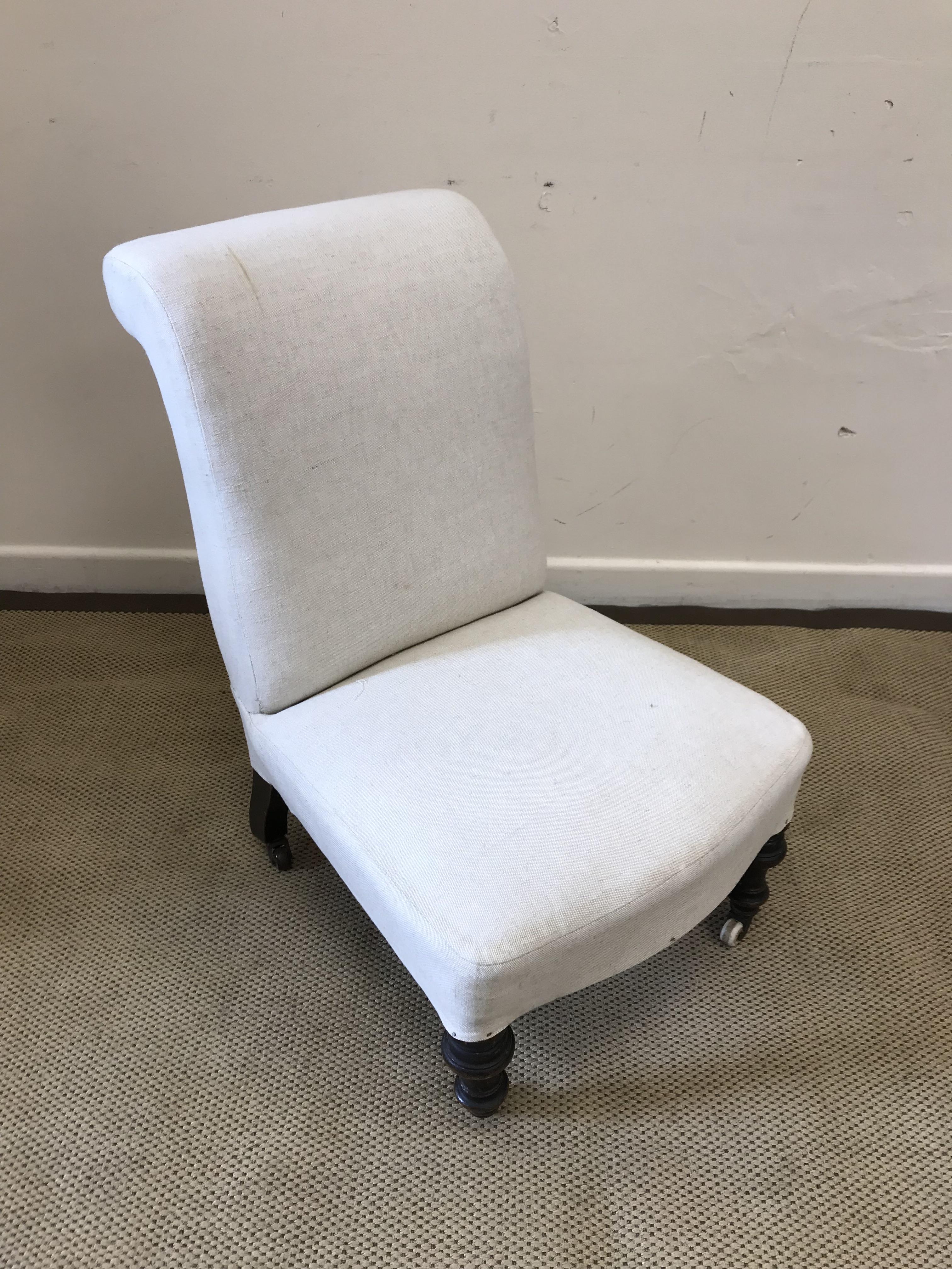 A Victorian upholstered scroll arm chair on ebonised turned front legs to later brass castors, - Image 3 of 52