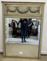 A modern pale green and gilt decorated over mantel mirror in the 18th Century Continental taste,