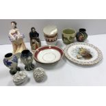 A collection of various china wares to include two small Moorcroft vases, one dated 2005,