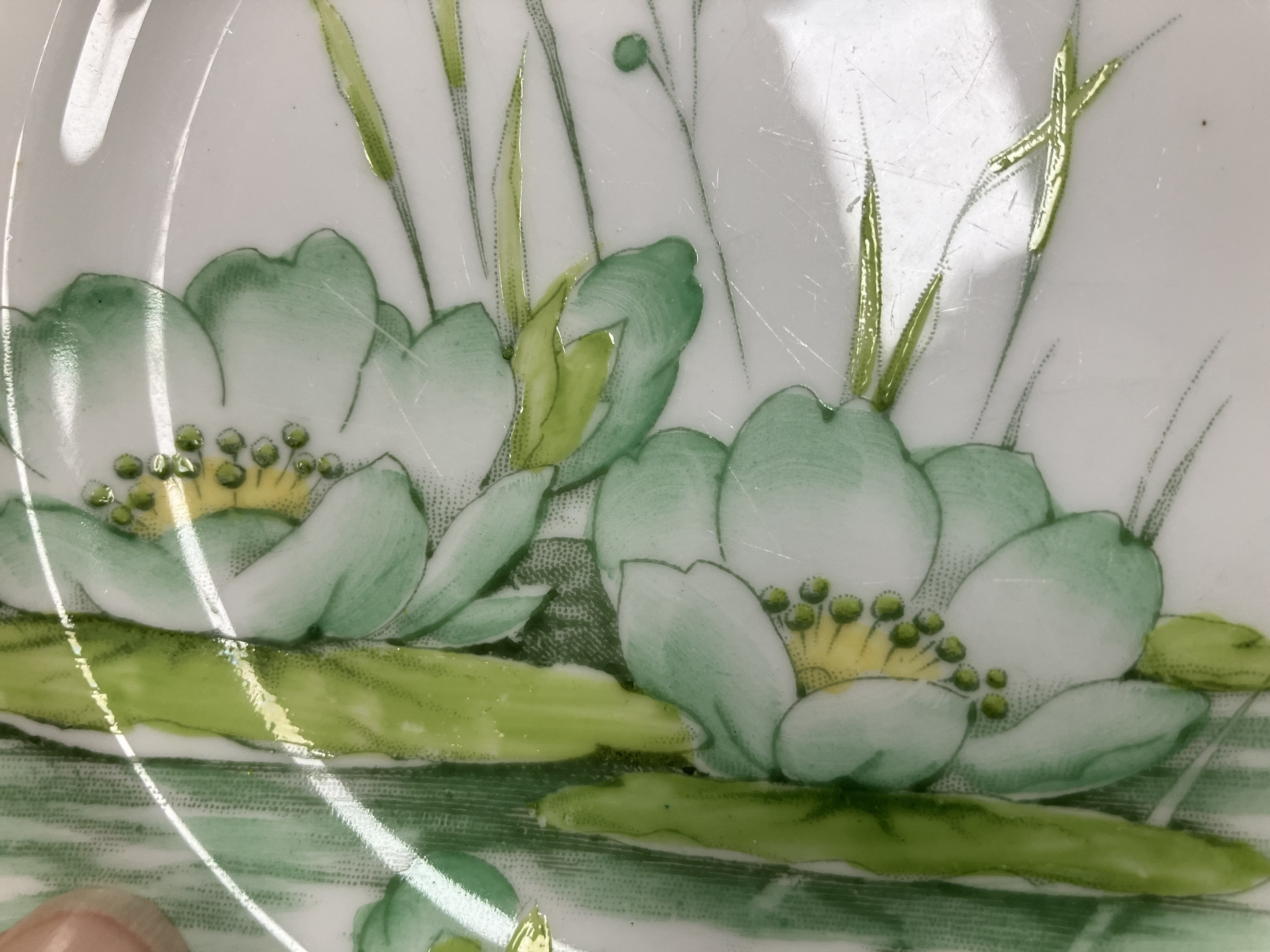 A Royal Paragon part tea set with green water lily decoration together with a Carrol Swan bowl and - Image 17 of 43