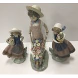 A collection of Lladro figures comprising "Little Gardener" figure of a young boy with wheelbarrow