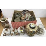 A collection of various Japanese and Chinese pottery and porcelain including a Japanese dragon