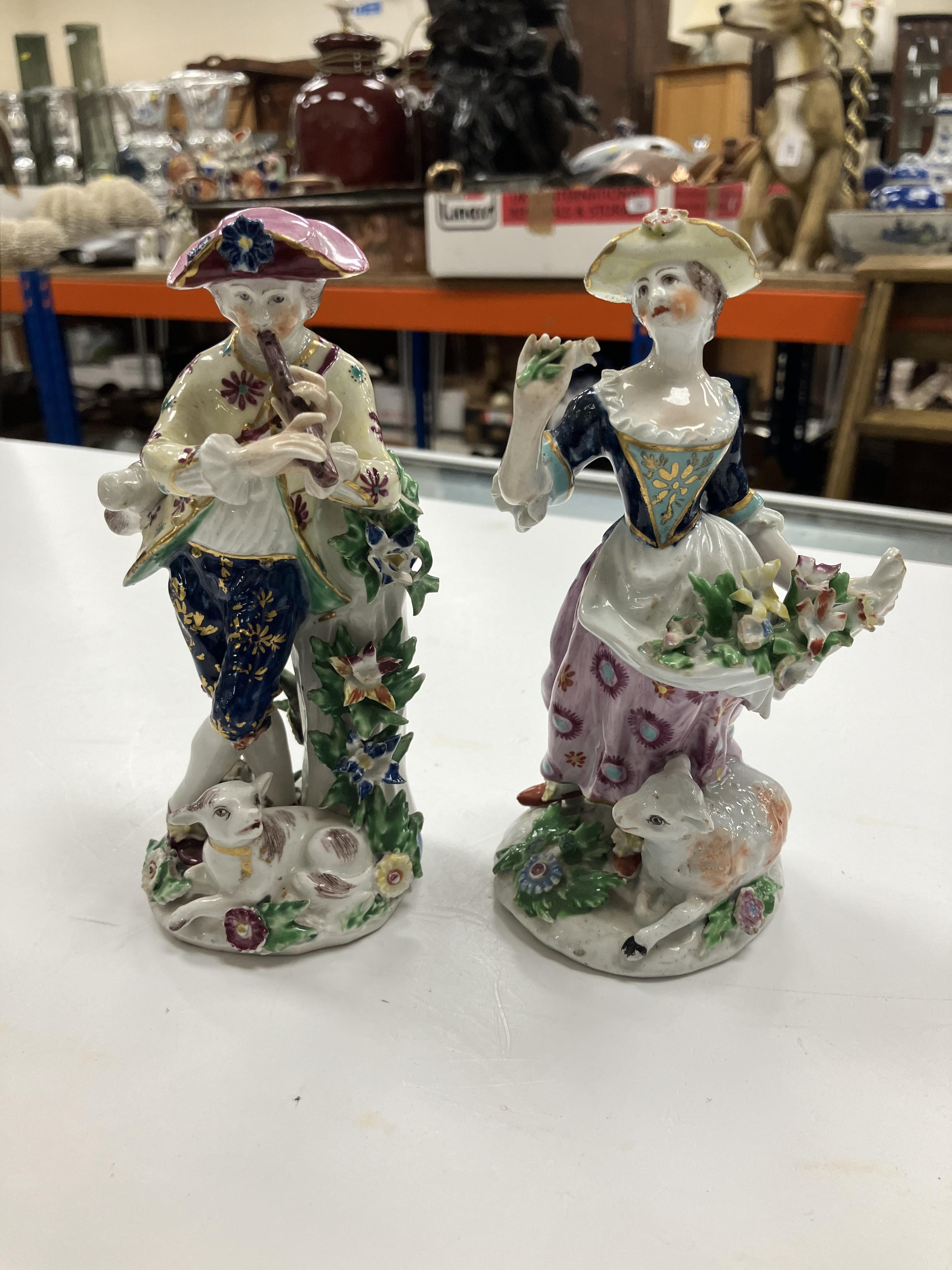 A pair of 18th Century Bow porcelain figures, one of "Shepherd with lamb and flute", - Image 40 of 74