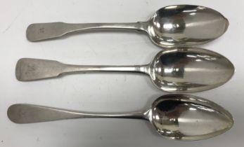 A George III Scottish silver fiddle pattern tablespoon (by William Hannay & Alexander Henderson,