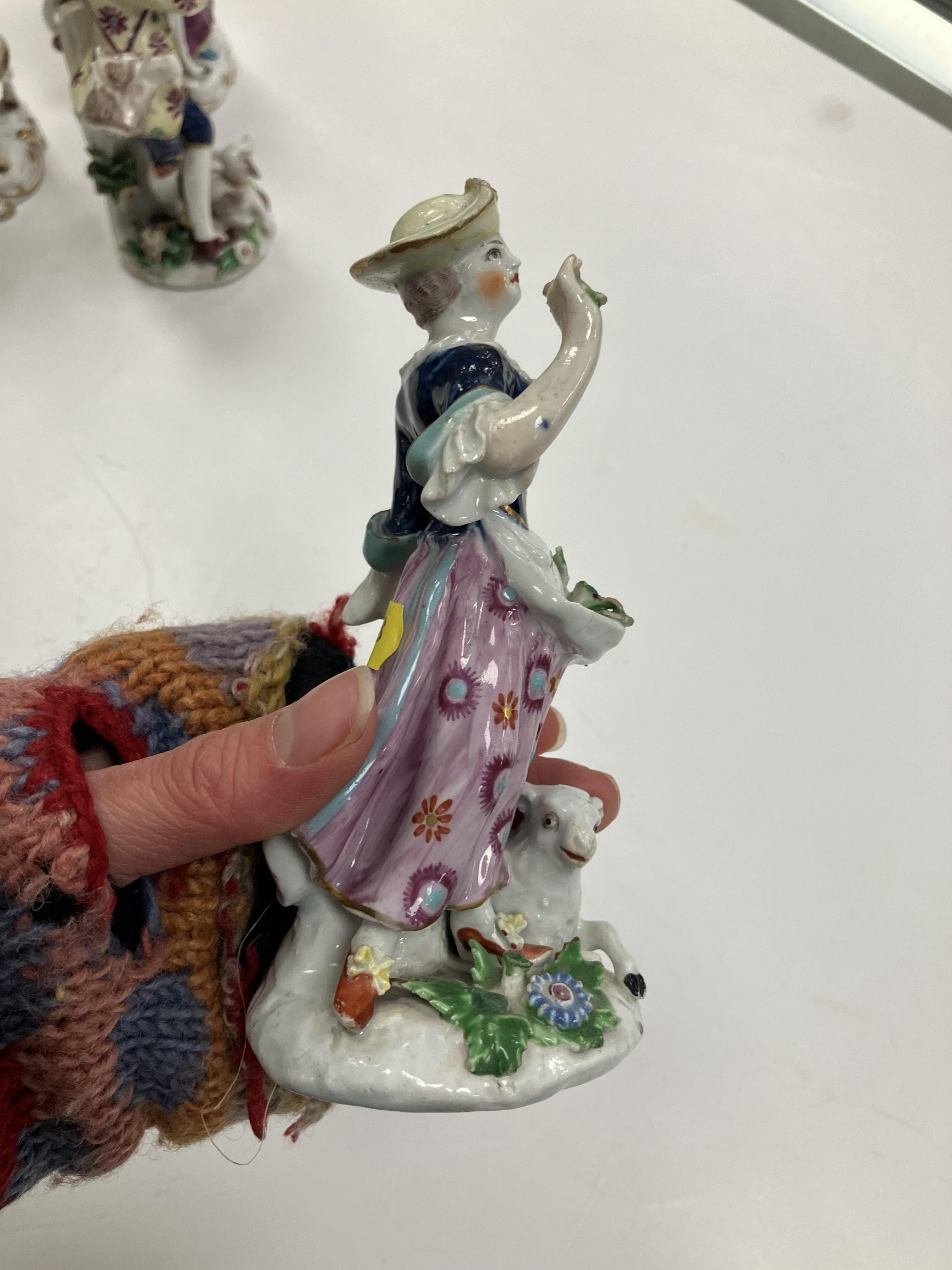 A pair of 18th Century Bow porcelain figures, one of "Shepherd with lamb and flute", - Image 5 of 74