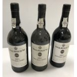 Three bottles Warre's vintage port 1991,