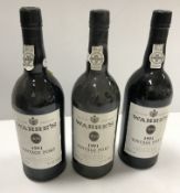 Three bottles Warre's vintage port 1991,