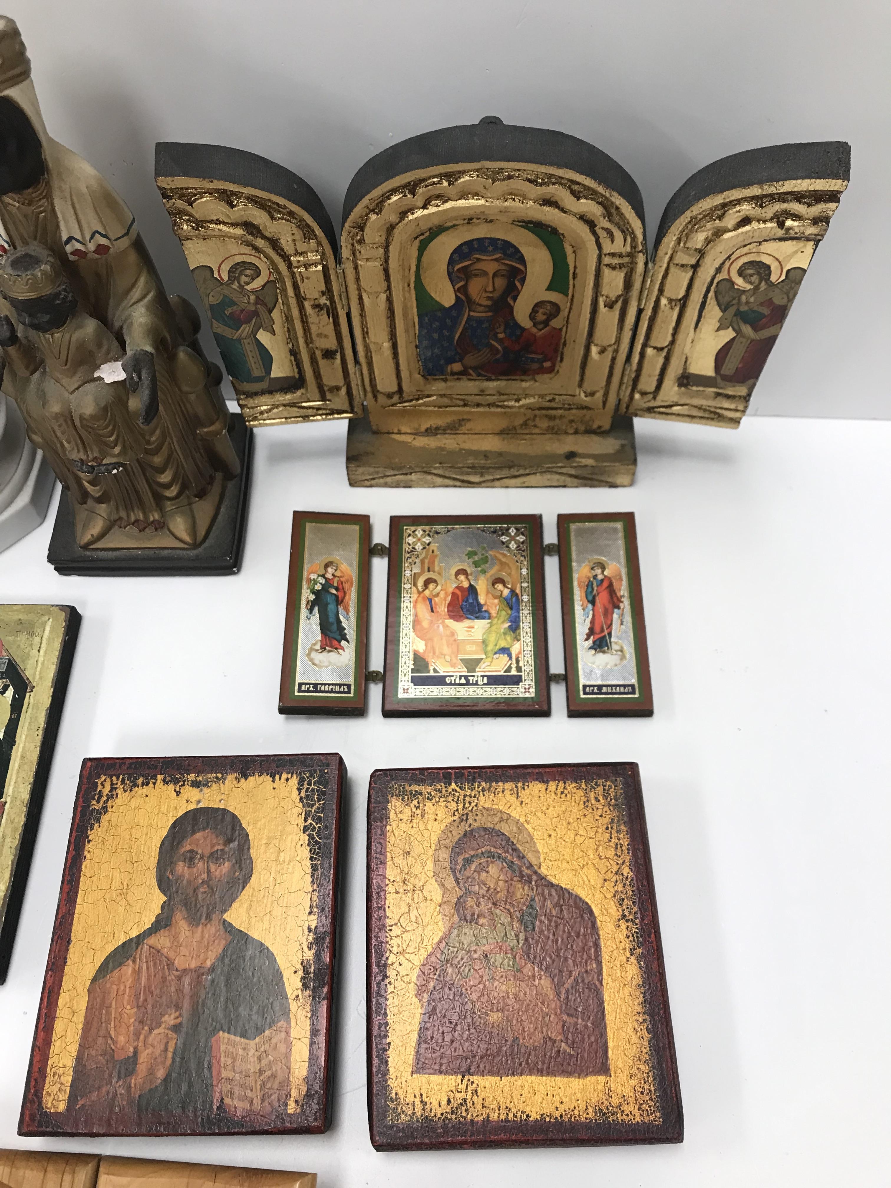 A box of various religious artefacts including a blanc de chine figure of "The Virgin Mary", - Image 2 of 4