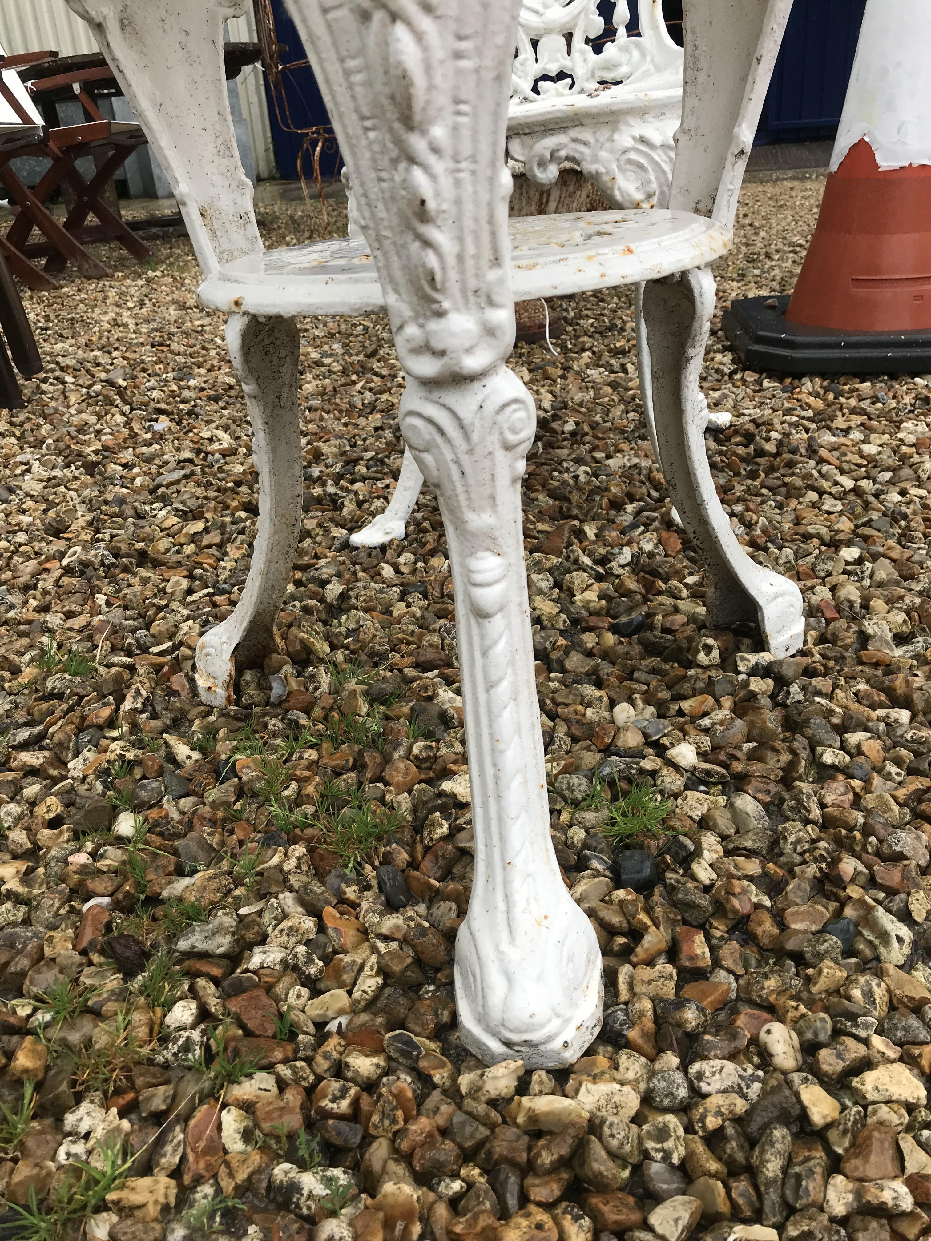 A cast iron Britannia style garden table and two chairs CONDITION REPORTS cRust is - Image 6 of 52