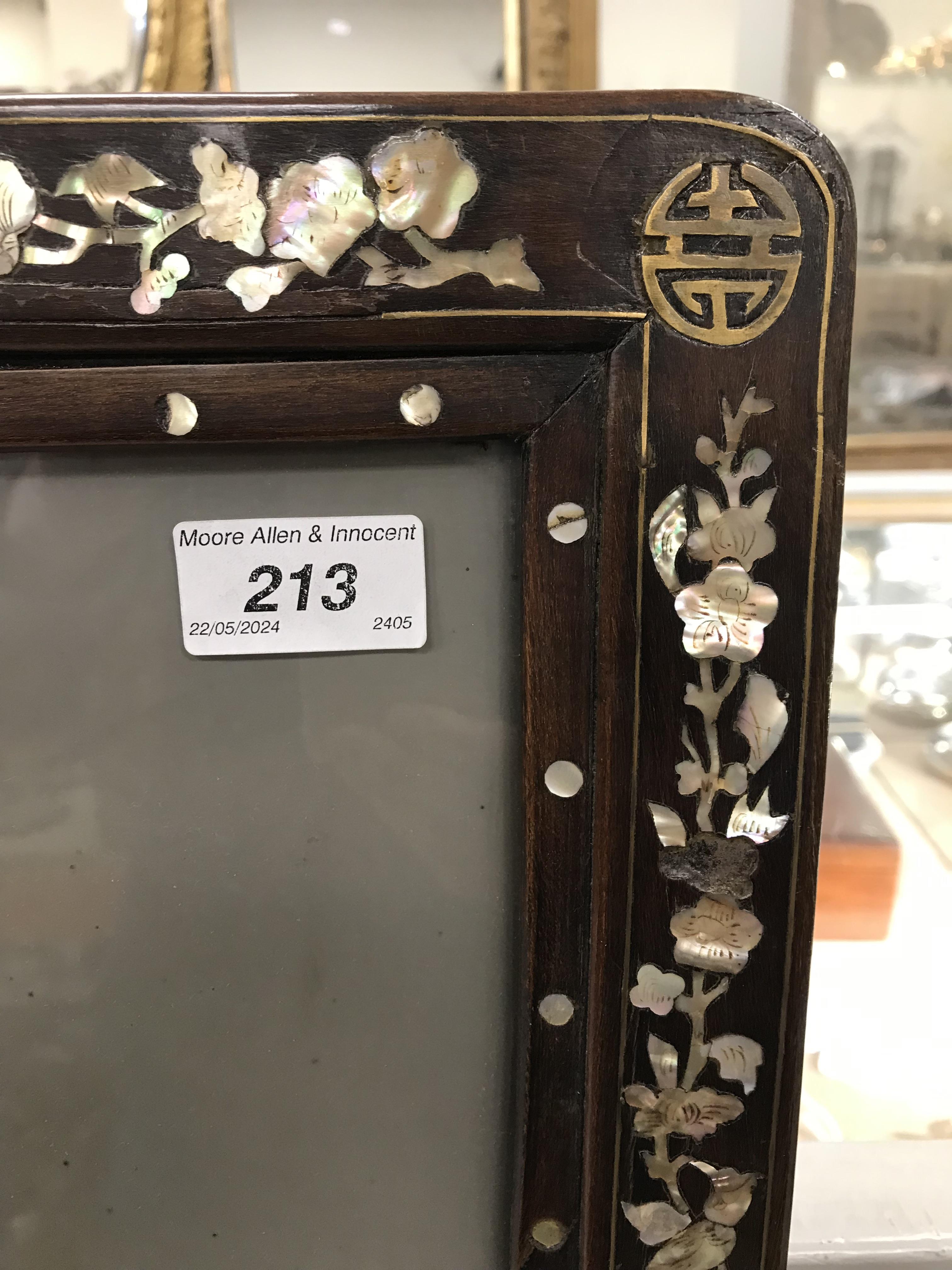 A pair of 19th Century mother of pearl inlaid hardwood Chinese frames CONDITION REPORTS - Image 28 of 60