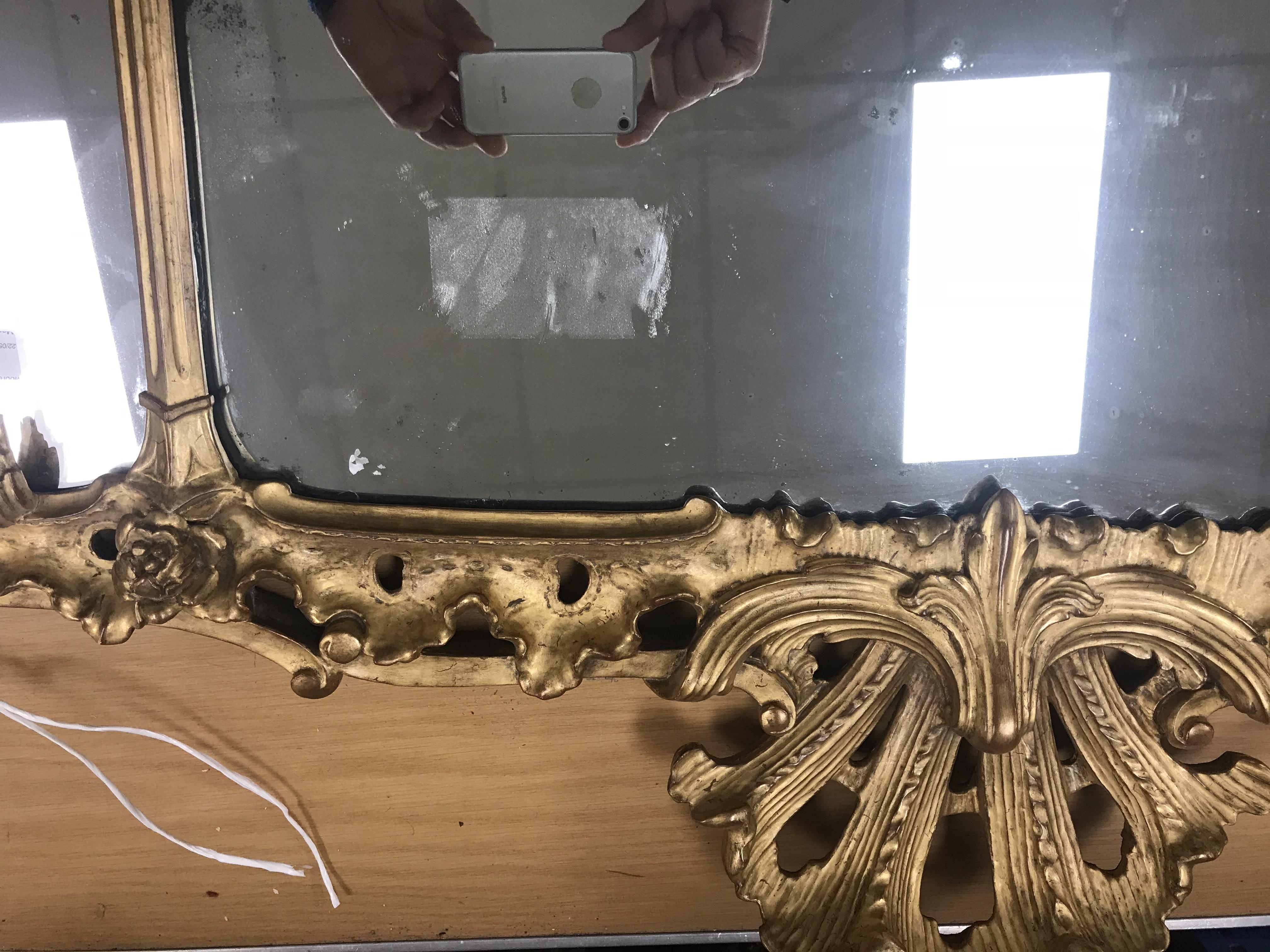 An 18th Century French carved giltwood and gesso framed over mantel mirror with pierced foliate - Image 16 of 23