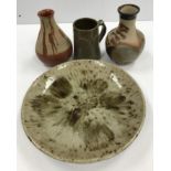 A collection of various studio pottery including a Mary Davies (circa 1960-75) glazed pottery