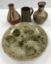A collection of various studio pottery including a Mary Davies (circa 1960-75) glazed pottery