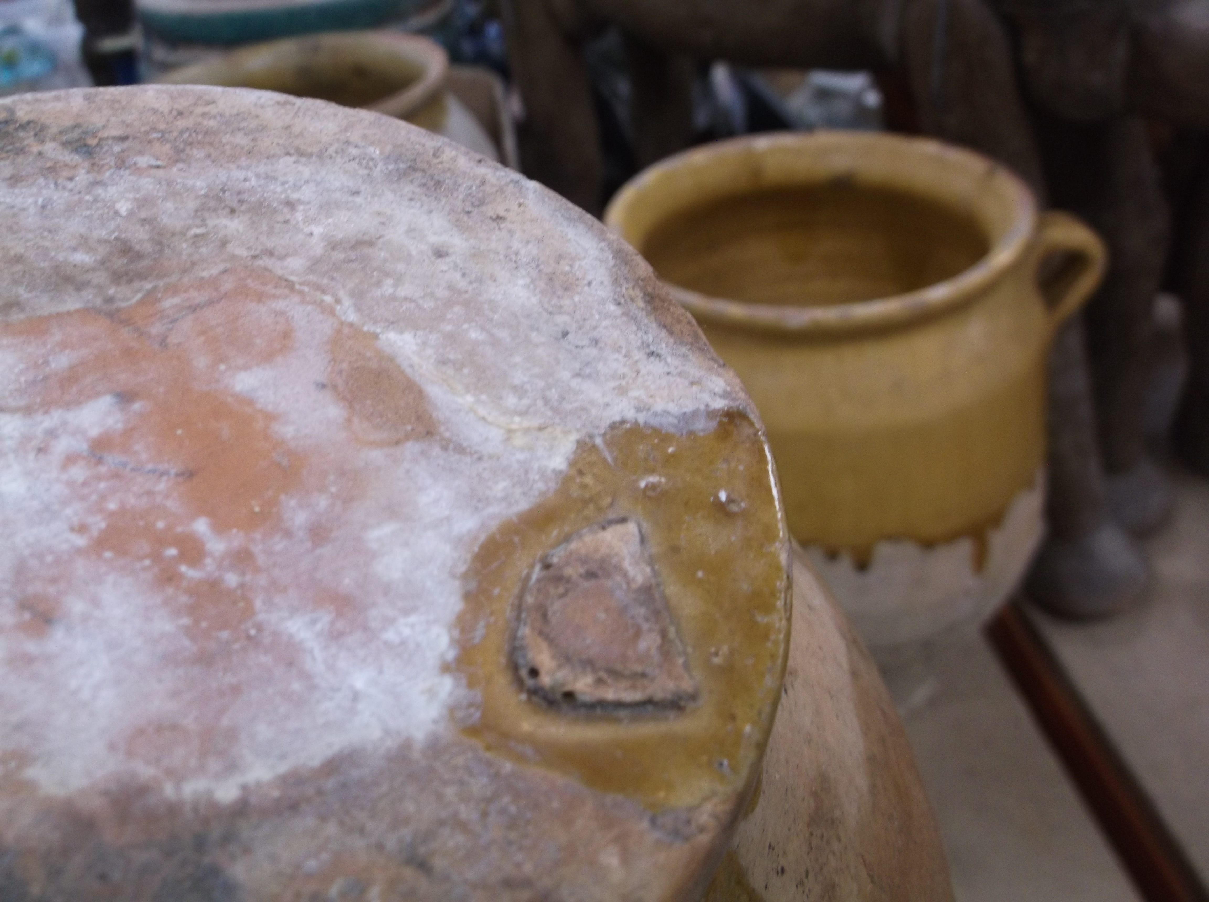 A collection of four 19th Century and later French ochre part glazed confit pots with lug handles, - Image 9 of 21