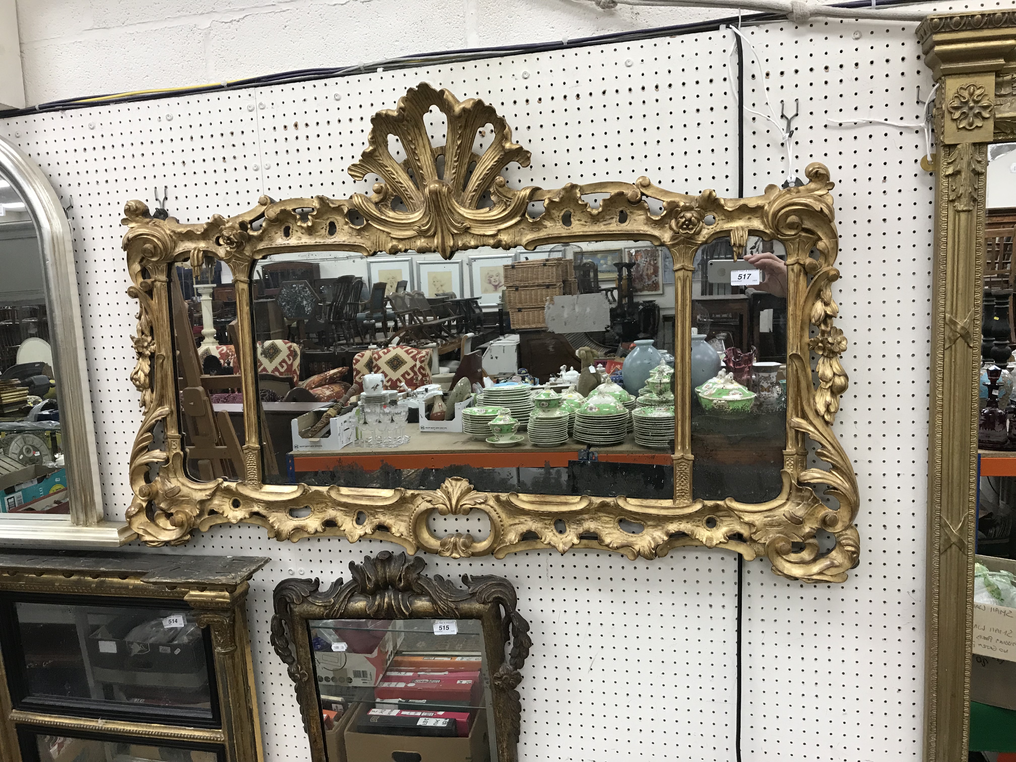 An 18th Century French carved giltwood and gesso framed over mantel mirror with pierced foliate - Image 5 of 23