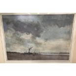 G CAMPBELL "Coastal scene with beached vessels in foreground, grey clouds above" pastel,