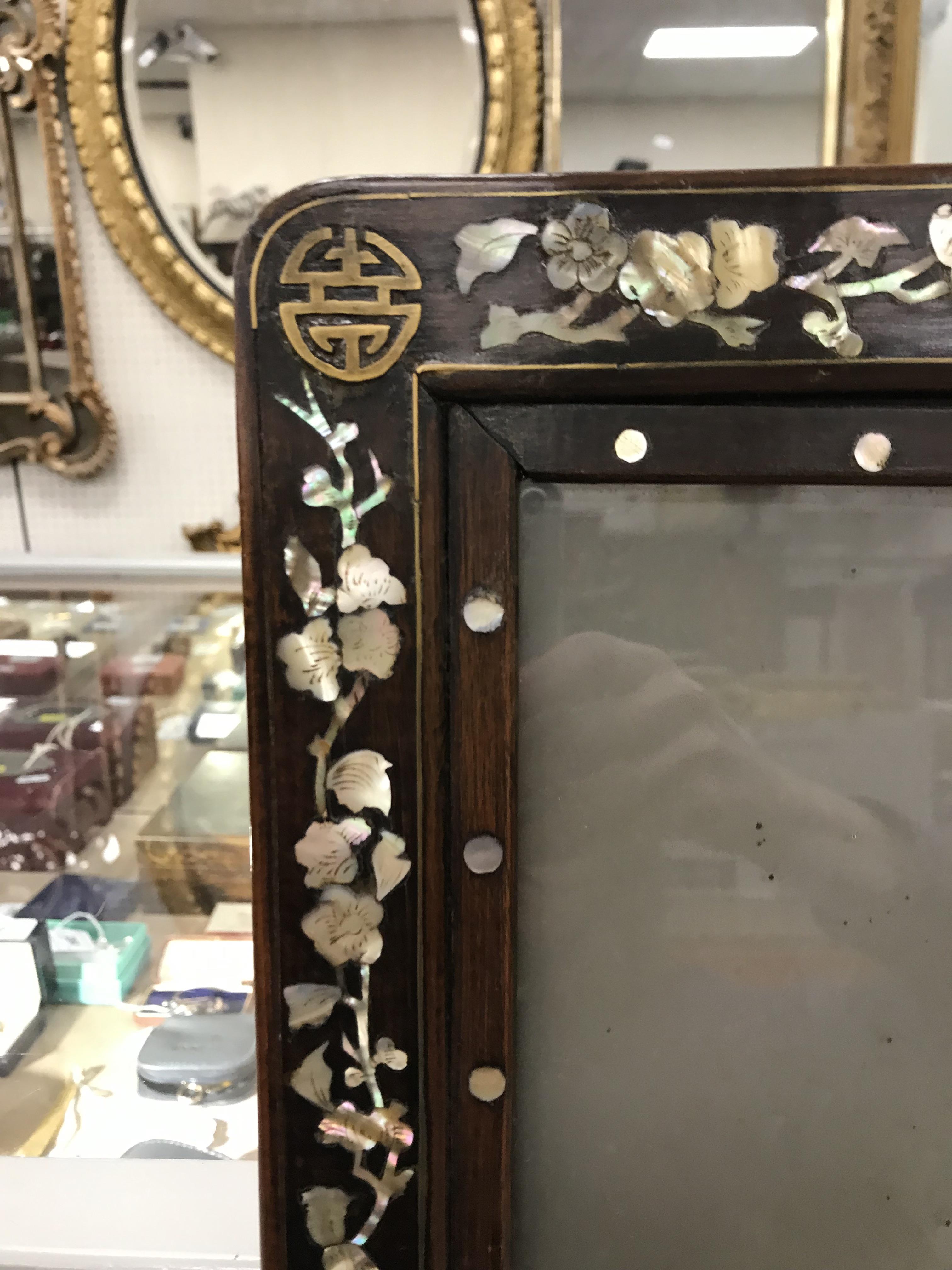 A pair of 19th Century mother of pearl inlaid hardwood Chinese frames CONDITION REPORTS - Image 9 of 60