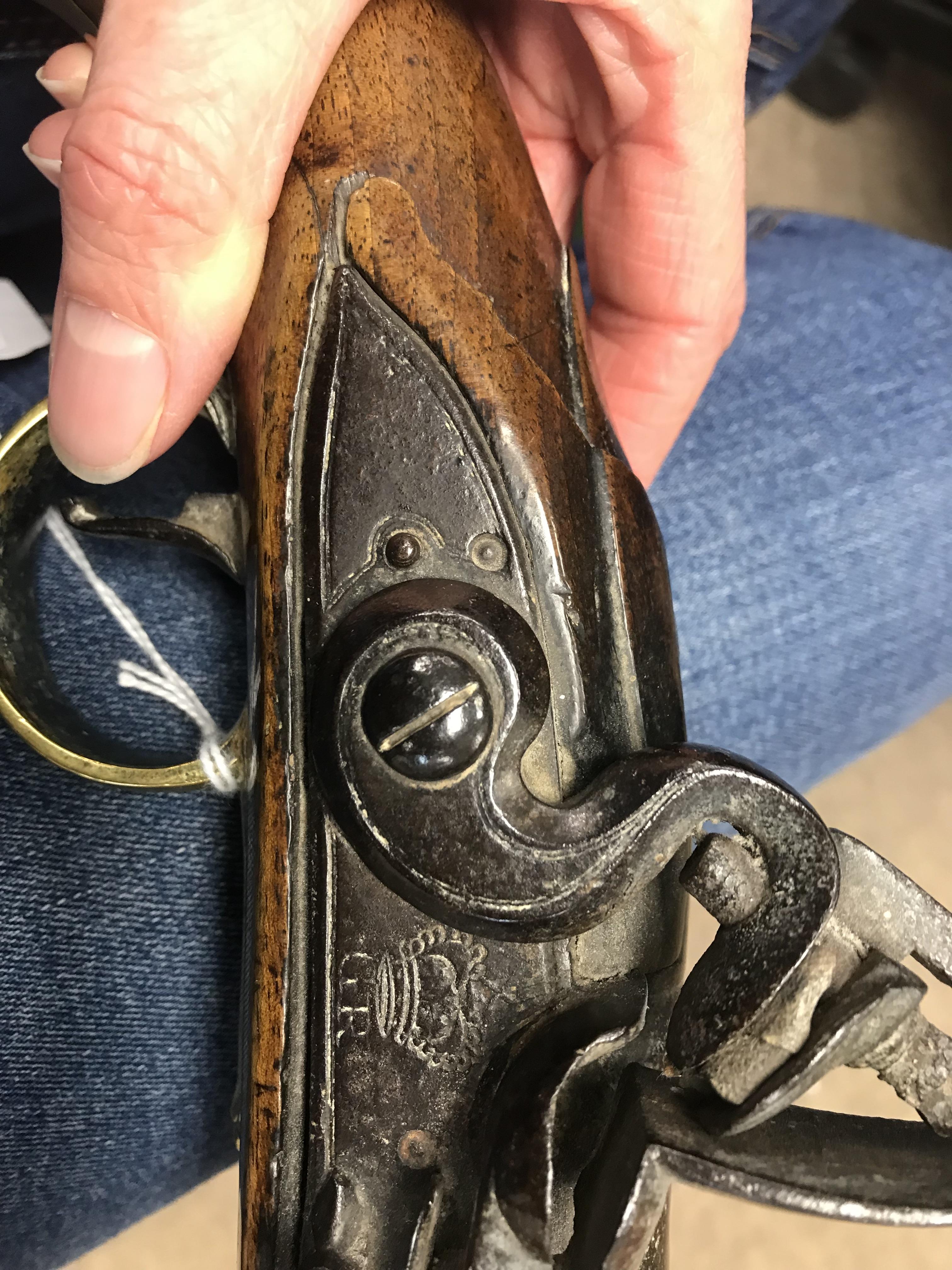 A George III flintlock pistol with straight grained walnut woodwork, - Image 16 of 39