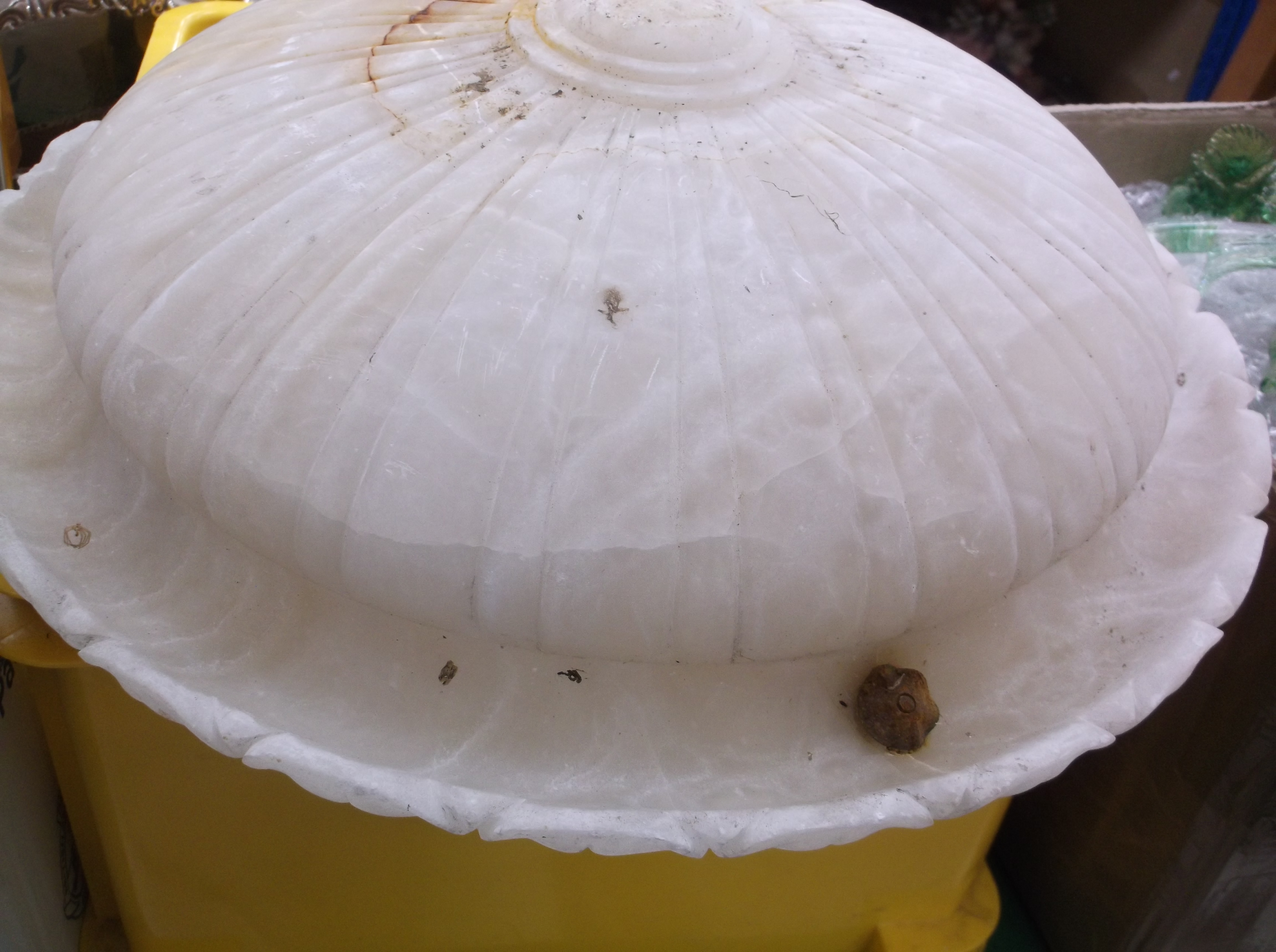 A 19th Century carved alabaster plafonnier of flower head design 40 cm diameter together with a - Image 11 of 17