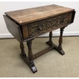 A 20th Century oak side table in the 17th Century style,