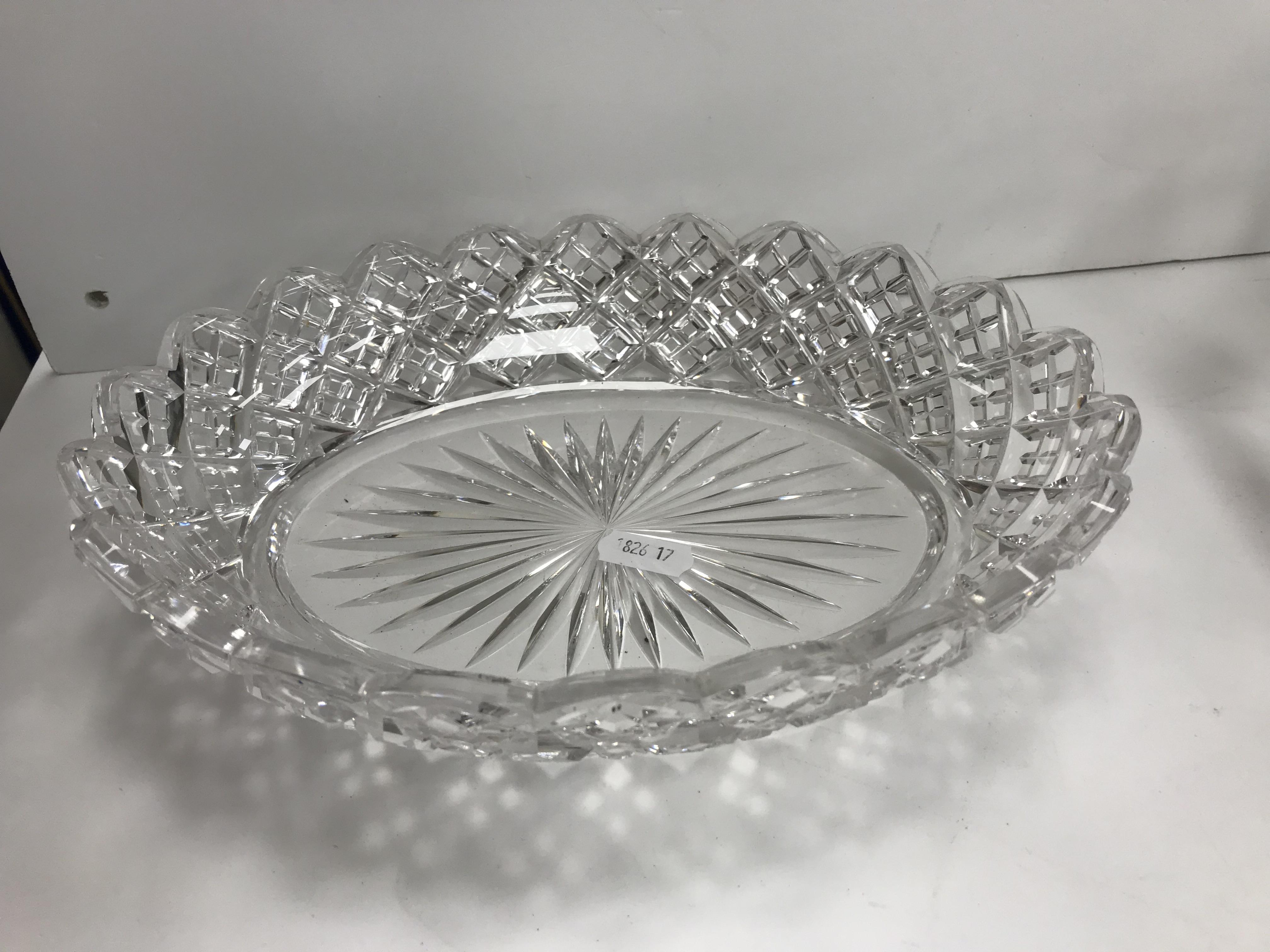 A set of three circa 1900 oval hobnail cut glass sweet meat dishes on electro plated stands in the - Image 5 of 5