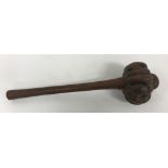 A Fiji throwing club Iula Mudu Melanesia with lobed head and domed finial,