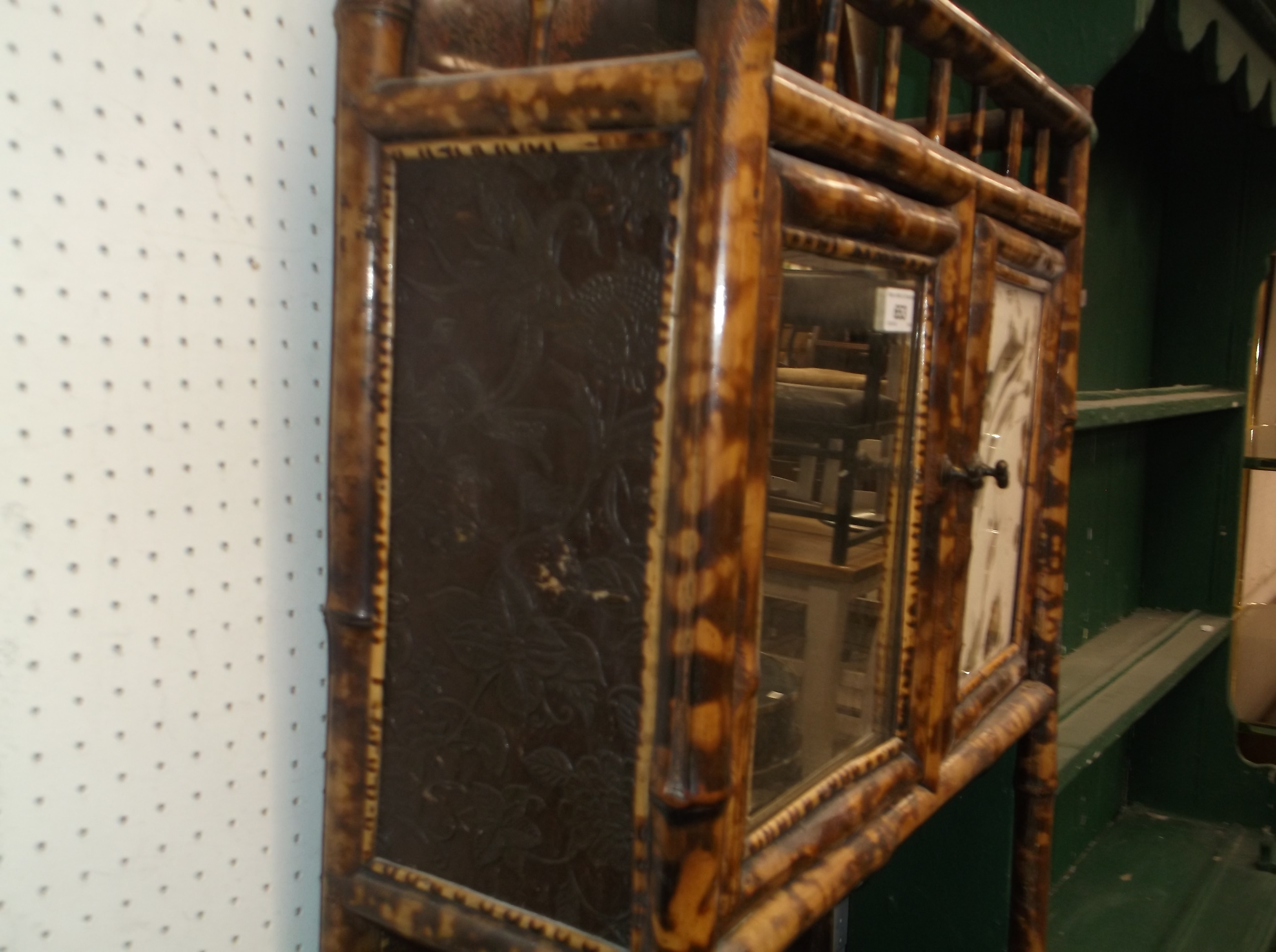 A Victorian bamboo framed side cabinet in the Aesthetic taste with black lacquered and Japanned - Image 11 of 20