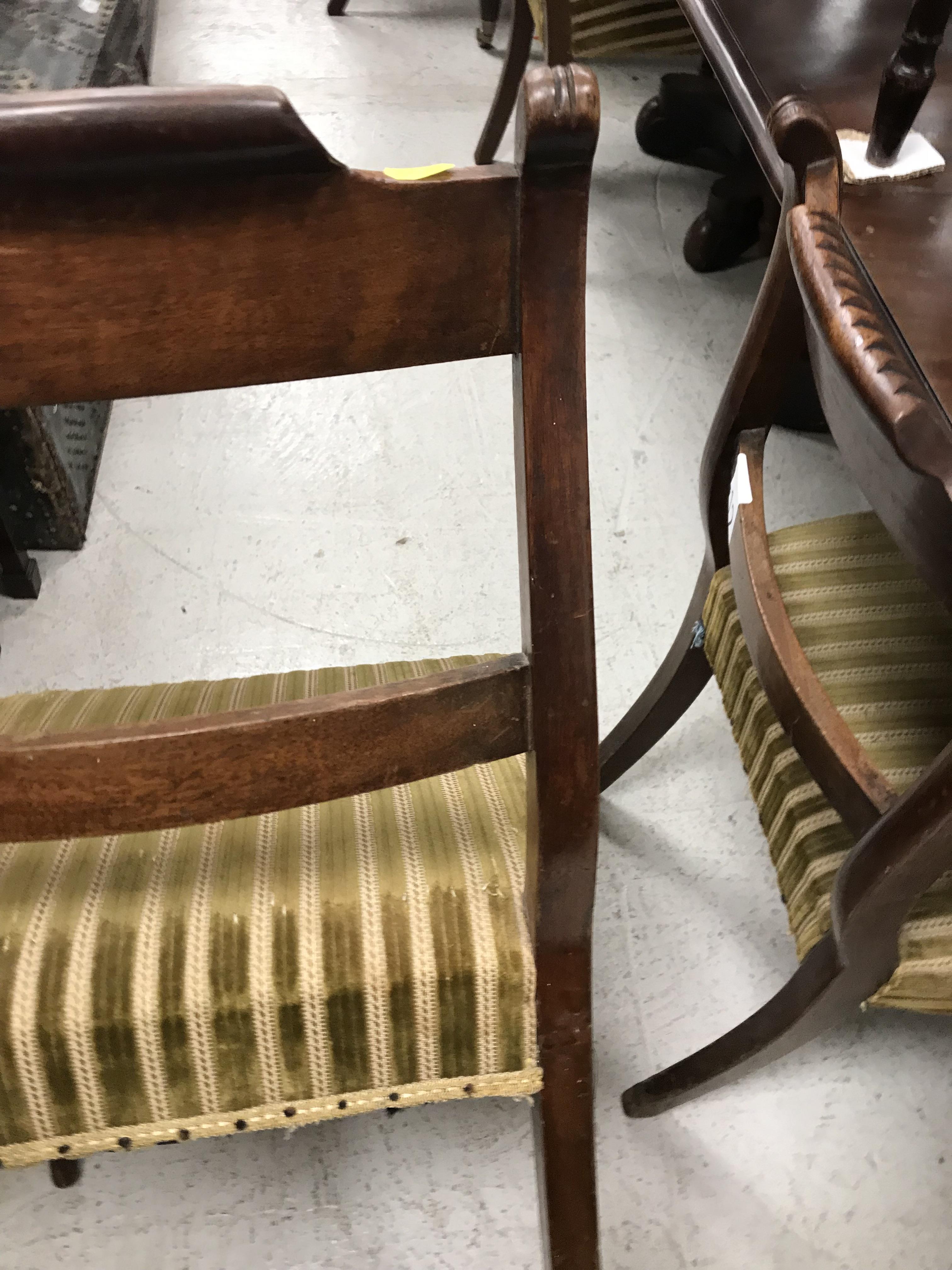 A set of eight 19th Century mahogany bar back dining chairs with upholstered seats on turned and - Image 14 of 76